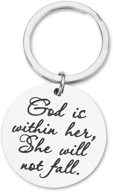 Inspirational Graduation Gifts Bible Verse Daughter Keychain for Women Friend Sisters Birthday Encouragement Gifts She Will Not Fall Key Ring Teen Girls