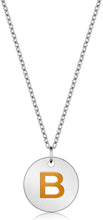 Load image into Gallery viewer, Valentine Day Gifts Initial Letter Pendant Necklace For Her Women Girls 18K Gold Plated Alphabet 26 A-Z Necklace Stainless Steel Round Script Name Monogram Charm Adjustable Chain Jewelry Teens
