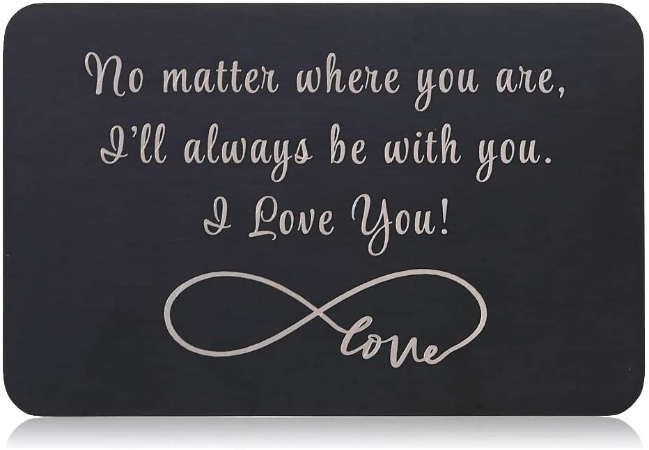Valentine Gifts for Him Her Black Wallet Card Husband Boyfriend Anniversary Mini Love Note from Wife Girlfriend Anniversary Men Birthday Wedding Gifts for Groom Bride Deployment Engagement Gifts