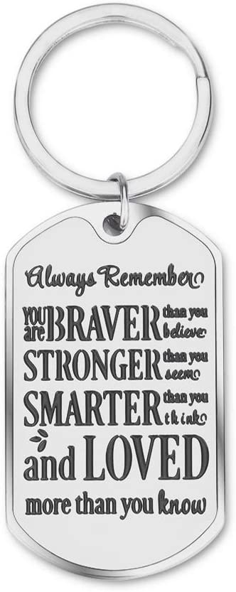Inspirational Keychain Stocking Stuffers for Him Her Teens Adult Women Friends Son Daughter Christmas Birthday Valentine Gifts Teenage Boy Girls Graduation Present Dogtag Men