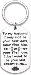 Vanlentine’s Day Gifts for Him Her Wife Husband Keychain Gift for Boyfriend Girlfriend, Stocking Stuffer Anniversary Wedding Gifts for Mens Keychain I May Not Be Your First Date Kiss or Love