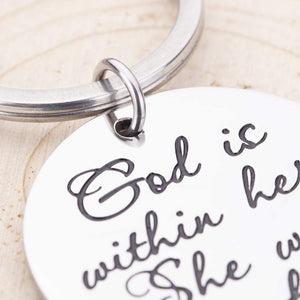 Inspirational Graduation Gifts Bible Verse Daughter Keychain for Women Friend Sisters Birthday Encouragement Gifts She Will Not Fall Key Ring Teen Girls