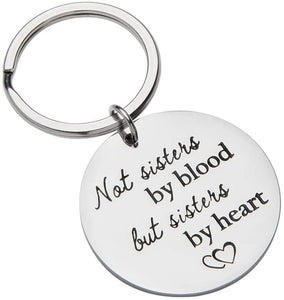 Best Friend Sister Gifts Keychain Key Ring Tag Charm Pendant Family Friendship Gift for Best Friends BFF Teens Girls Women Not Sister by Blood But Sister by Heart Birthday