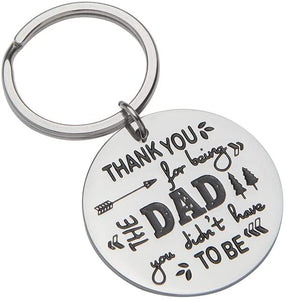 Gifts for Step Dad Keychain Father’s Day Birthday Gifts for New Dad Thank You for Loving Me As Your Own Wedding Gifts for Father in Law from Daughter Son Key Ring Dog Tag