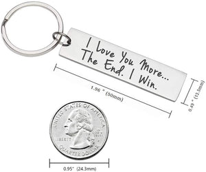 Husband Wife Keychain Christmas Gifts for Him Her I Love You More The End I Win Key Chain for Boyfriend Anniversary Presents Girlfriend Birthday Wedding for Fiance Funny Man Woman Present Jewelry