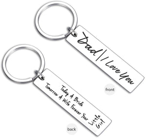 Father Of The Bride Gifts From Daughter To Dad Keychain Double Sided Wedding Day Thank You Appreciation Gifts For Father Daddy Him Men Dad I Love You Today a Bride Forever Your Little Girl Jewelry