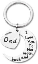 Load image into Gallery viewer, Dad Christmas Gifts Keychain Fathers Day Birthday Gifts For Daddy Step Dad To Be Husband From Daughter Son Kids Wife I Love You To The Moon Key Ring Father Of The Bride Wedding Anniversary Men Him
