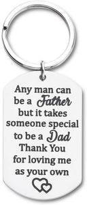 Gifts for Step Dad Keychain Father’s Day Birthday Gifts for New Dad Thank You for Loving Me As Your Own Wedding Gifts for Father in Law from Daughter Son Key Ring Dog Tag
