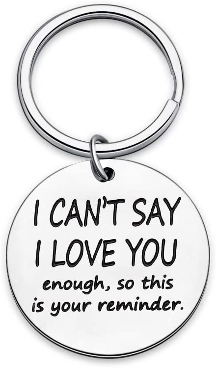 Funny Boyfriend Girlfriend Christmas Valentine Keychain- I Cant Say Love You Enough Wife Husband Birthday Anniversary Gifts for Him Her Fiance Fiancee Engagement Wedding Bride Groom Present Keyring