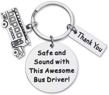 Load image into Gallery viewer, Gifts for Bus-Driver-Keychain-Appreciation-Gift for Men School Bus Driver Thank You Gifts Bus Key Chain Safe and Sound with This Awesome Bus Driver Key Tag for Him

