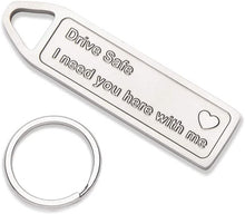 Load image into Gallery viewer, Drive Safe Keychain Handsome I Love You Engraved Keychain Christmas Gifts Key Tag Best Stocking Stuffers Birthday Gifts for Men Boyfriend Husband Dad Couples Trucker Gifts Love Keychains for Him Men
