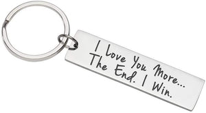 Husband Wife Keychain Christmas Gifts for Him Her I Love You More The End I Win Key Chain for Boyfriend Anniversary Presents Girlfriend Birthday Wedding for Fiance Funny Man Woman Present Jewelry