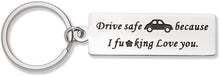 Load image into Gallery viewer, Drive Safe Keychain for Men Personalized Key Ring Gifts Dog Tag Inspirational Best Birthday Gifts for Boyfriend Truckers Husband Dad New Driver Couple Gifts Stocking Stuffer New Car Gift for Him
