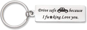 Drive Safe Keychain for Men Personalized Key Ring Gifts Dog Tag Inspirational Best Birthday Gifts for Boyfriend Truckers Husband Dad New Driver Couple Gifts Stocking Stuffer New Car Gift for Him