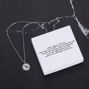 When I tell you I love you I don't say it out of habit. I say it to remind you Zodiac Necklace Star Birth Sign Necklace Gifts Horoscope Necklace Silver Tone 16" - 18" Chain Astrology Jewelry Pendant For Women Girls