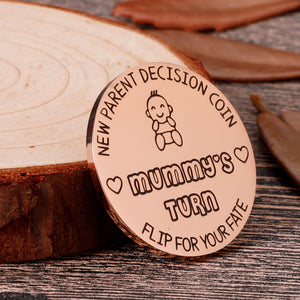 Funny Decision Coin New Mom Dad To Be New Parent Gift for Pregnant Women First Time Mommy Daddy Birthday Gift for Men Husband Wife Expecting Mother Fathers Day Christmas New Baby Present- Double-Sided