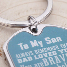 Load image into Gallery viewer, Son Keychain Inspirational Gifts For Teenage Boys Men From Mom Dad To Son Birthday College Graduation Motivational Gifts Always Remember You Are Braver Key Ring Wedding Presents For Him
