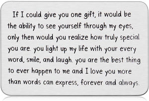 Wallet Insert Card Metal Christmas Gifts for Him Her Men Husband Valentine from Wife Girlfriend Boyfriend Anniversary Birthday Gifts Mini Love Note Wedding Engagement Gifts for Groom Fiance