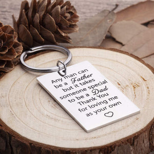 Step Dad Keychain Gifts Father’s Day Birthday Gifts for New Dad Thank You for Loving Me As Your Own Wedding Gifts for Father in Law from Daughter Son Key Ring Dog Tag