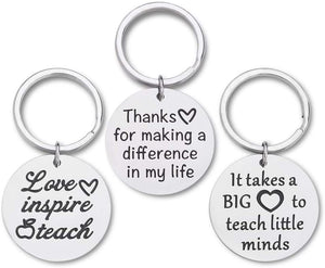 Teacher Appreciation Gifts for Women Coach Tutors Keychain 3 Pcs Bulk Graduation Teacher Valentine Gifts for Birthday Thank You Goodbye Farewell Gifts Key Ring for Men Teachers Principal