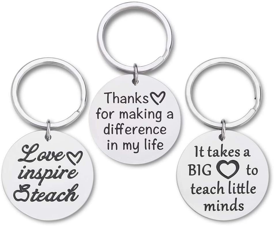 Teacher Appreciation Gifts for Women Coach Tutors Keychain 3 Pcs Bulk Graduation Teacher Valentine Gifts for Birthday Thank You Goodbye Farewell Gifts Key Ring for Men Teachers Principal