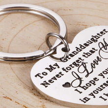 Load image into Gallery viewer, Granddaughter Keychain Gifts for Valentine Graduation from Grandma Grandpa to Granddaughter Mothers Day for Grand Kids Her Teen Adult Women Teenage Girls Christmas Gifts Inspirational Jewelry
