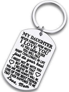 To My Daughter Keychain Christmas Gifts for daughter from Mom Dad Father Inspirational Stocking Stuffers For Her From Teen Adult Women Teenage Girls Kids Birthday Gradation Wedding Presents