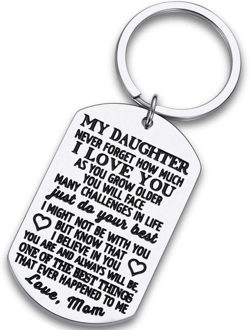 To My Daughter Keychain Christmas Gifts for daughter from Mom Dad Father Inspirational Stocking Stuffers For Her From Teen Adult Women Teenage Girls Kids Birthday Gradation Wedding Presents