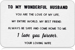 To My Husband Wallet Card Insert Gifts For Wedding Anniversary Christmas Gifts For Him Men Husband From Wife Valentine Birthday Gifts Long Distance Deployment Gifts For Groom Fiance I Love You