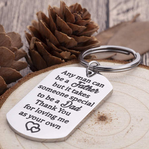 Gifts for Step Dad Keychain Father’s Day Birthday Gifts for New Dad Thank You for Loving Me As Your Own Wedding Gifts for Father in Law from Daughter Son Key Ring Dog Tag