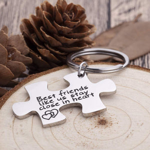 Best Friend Gifts for Women Girls Friendship Gifts Puzzle Pieces Side by Side Or Miles Apart Keychain Birthday Gifts for Best Friend BFF Women Men Teen Departing Gifts