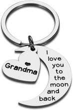 Load image into Gallery viewer, Grandma Christmas Birthday Gifts Keychain I Love You to The Moon and Back Gifts for Grandmother Mothers Day Valentine Gifts from Grandchild Grandson Goddaughter to Grandmother Gifts Jewelry
