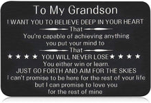 Load image into Gallery viewer, To My Grandson Christmas Wallet Card Inserts Valentine Gifts for Grandson from Grandma Grandpa Graduation Fathers Day Sweet 16th Birthday Gifts For Him Teens Adult Men Teenage Boys Inspirational
