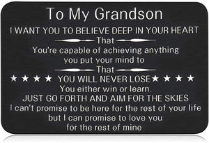 To My Grandson Christmas Wallet Card Inserts Valentine Gifts for Grandson from Grandma Grandpa Graduation Fathers Day Sweet 16th Birthday Gifts For Him Teens Adult Men Teenage Boys Inspirational
