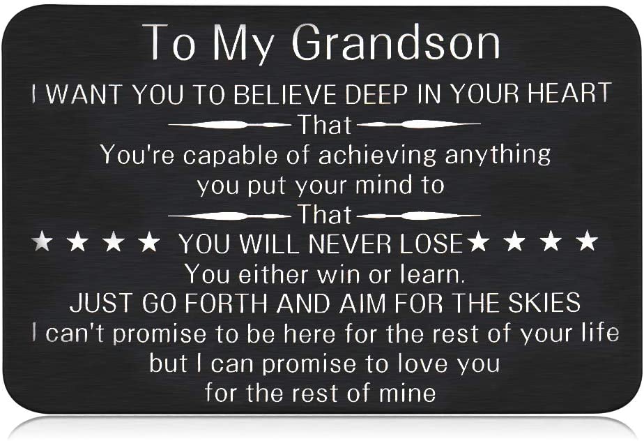 To My Grandson Christmas Wallet Card Inserts Valentine Gifts for Grandson from Grandma Grandpa Graduation Fathers Day Sweet 16th Birthday Gifts For Him Teens Adult Men Teenage Boys Inspirational