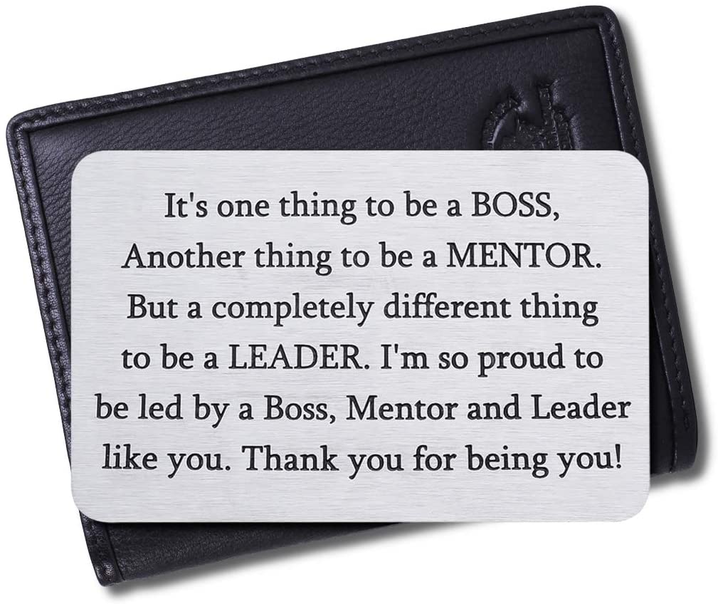 Boss Christmas Appreciation Gifts Wallet Card for Mentor Leader Thank You Note Leaving Going Away Gifts Supervisor Retirement Boss Birthday Gifts Coworker Men Women Goodbye Farewell Presents