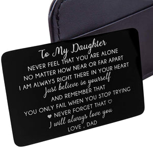 To My Daughter Christmas Wallet Card Inserts Valentine Gifts For Step Daughter From Dad Father Day Graduation Sweet 16th Birthday Love Note For Her Teens Adult Women Teenage Girls Inspirational Gift