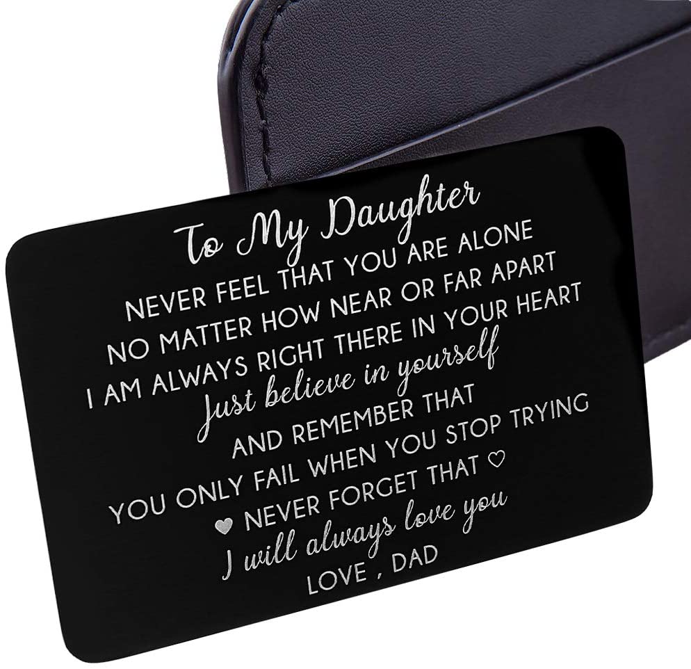 To My Daughter Christmas Wallet Card Inserts Valentine Gifts For Step Daughter From Dad Father Day Graduation Sweet 16th Birthday Love Note For Her Teens Adult Women Teenage Girls Inspirational Gift