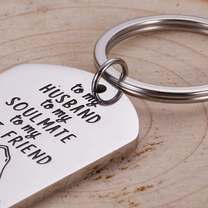 To Husband Gifts Valentine Day For Him Men from wife To My Soulmate Husband Keychain I Love You Anniversary Gifts for Hubby Birthday Wedding Fiance Groom Wedding Gifts key chain from her