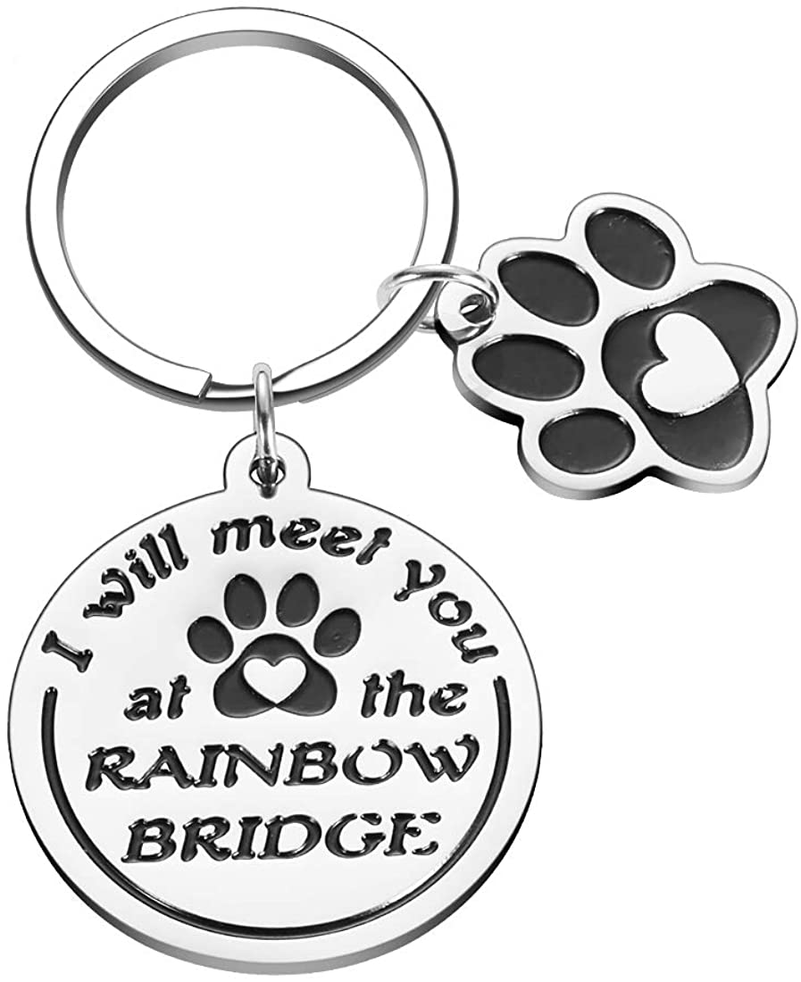 Loss of Pet Cat Dog Memorial Keychain Remembrance Gifts For Pet Owner Dog Mom Memory Sympathy Gifts For Loss Of Dog Cat Loss Gifts Keepsake For Dog Lover Cat Paw Print Keyring