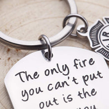 Load image into Gallery viewer, Firefighter Keychain gifts For Men Him Fireman Husband Boyfriend First Responder Gifts I Love You Key chain For Anniversary Birthday Wedding Gifts For Hubby Valentine Gifts Firefighter charm
