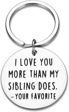 Load image into Gallery viewer, Funny Mothers Day Gifts for Mom Keychain Dad Mothers Fathers Day from Son Daughter Kids I Love You More Than My Sibling Does Mommy Daddy Birthday Gag Appreciation Presents Keyring Jewelry
