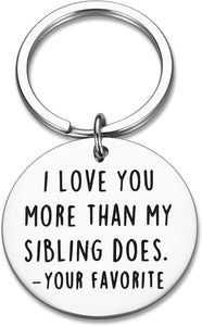 Funny Mothers Day Gifts for Mom Keychain Dad Mothers Fathers Day from Son Daughter Kids I Love You More Than My Sibling Does Mommy Daddy Birthday Gag Appreciation Presents Keyring Jewelry