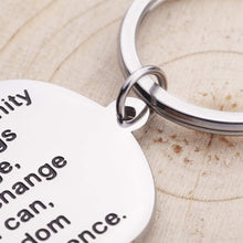 Load image into Gallery viewer, Encouragement Gifts Keychain for Men Women Serenity Prayer Dog Tag Sobriety Addiction Recovery AA Gifts Inspirational Gifts for Him Her Birthday Religious Jewelry Key Chain
