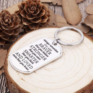 Inspirational Encouragement Gifts for Son Daughter Keychain Women Men College Students Teenage Boy Girls Birthday Wedding Always Remember You are Braver Engraved Key Ring for Men Teens