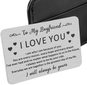 to My Boyfriend Christmas Gifts Wallet Card Insert for Him Men from Girlfriend to Boyfriend Husband to Be Valentine Stocking Suffers Anniversary Birthday Gifts I Love You Note Engagement Gifts Fiance