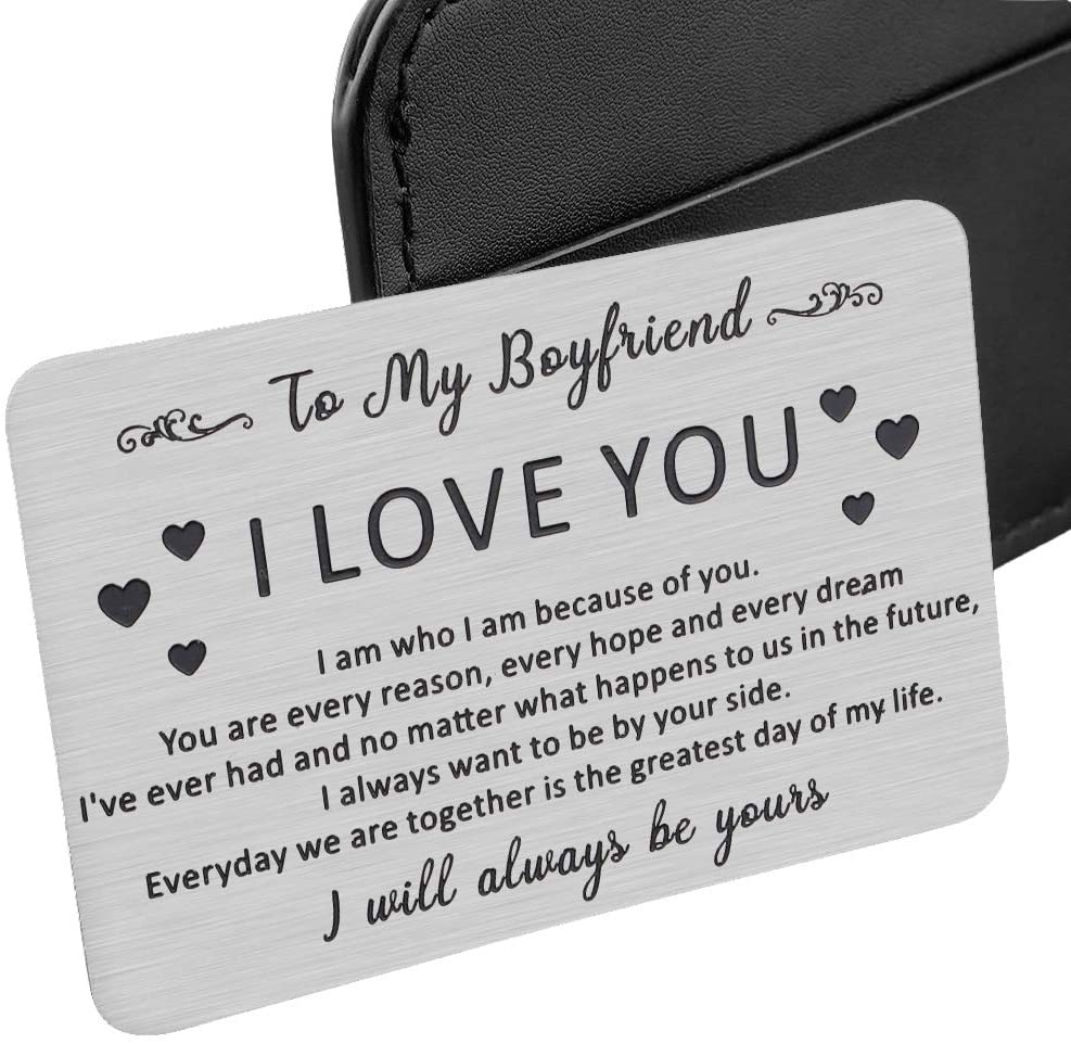 to My Boyfriend Christmas Gifts Wallet Card Insert for Him Men from Girlfriend to Boyfriend Husband to Be Valentine Stocking Suffers Anniversary Birthday Gifts I Love You Note Engagement Gifts Fiance