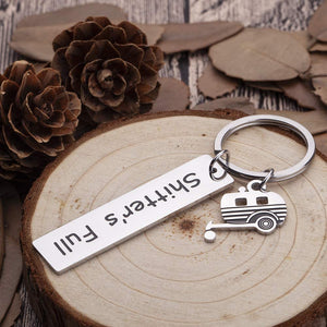 Funny Camping Keychain Gifts For Caravanners Rv Travelers Accessories Shitter’s Full Camper Trailer Key Chain RV Camping Accessories Hilarious Key Ring For Camping Lover Men Vacation Jewelry