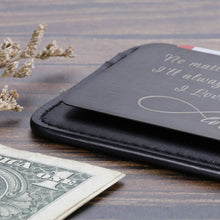 Load image into Gallery viewer, Valentine Gifts for Him Her Black Wallet Card Husband Boyfriend Anniversary Mini Love Note from Wife Girlfriend Anniversary Men Birthday Wedding Gifts for Groom Bride Deployment Engagement Gifts
