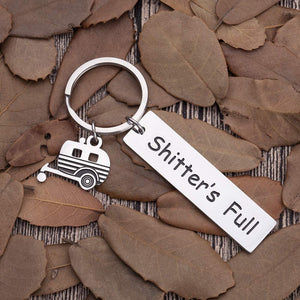 Funny Camping Keychain Gifts For Caravanners Rv Travelers Accessories Shitter’s Full Camper Trailer Key Chain RV Camping Accessories Hilarious Key Ring For Camping Lover Men Vacation Jewelry